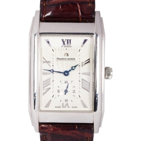 A Maurice Lacroix stainless steel Masterpiece Rectangular Petite Seconde wristwatch
