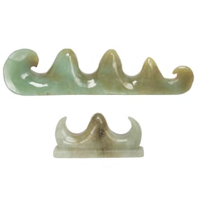 (lot of 2) Chinese celadon jade brush rests