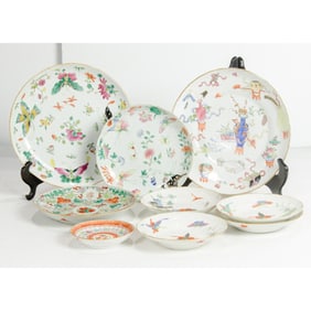 (lot of 9) Chinese famille rose dishes