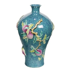 A Chinese famille rose and robin's egg glazed meiping vase