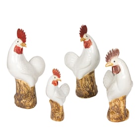 (lot of 4) Chinese export rooster figures