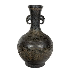 A Chinese imitation bronze glazed globular vase