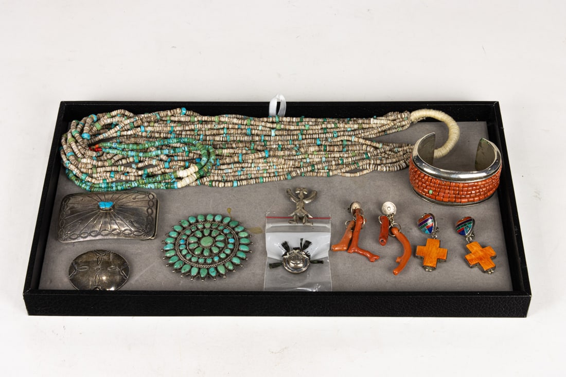 A Collection of mostly Navajo jewelry, including a W (1 of 1)