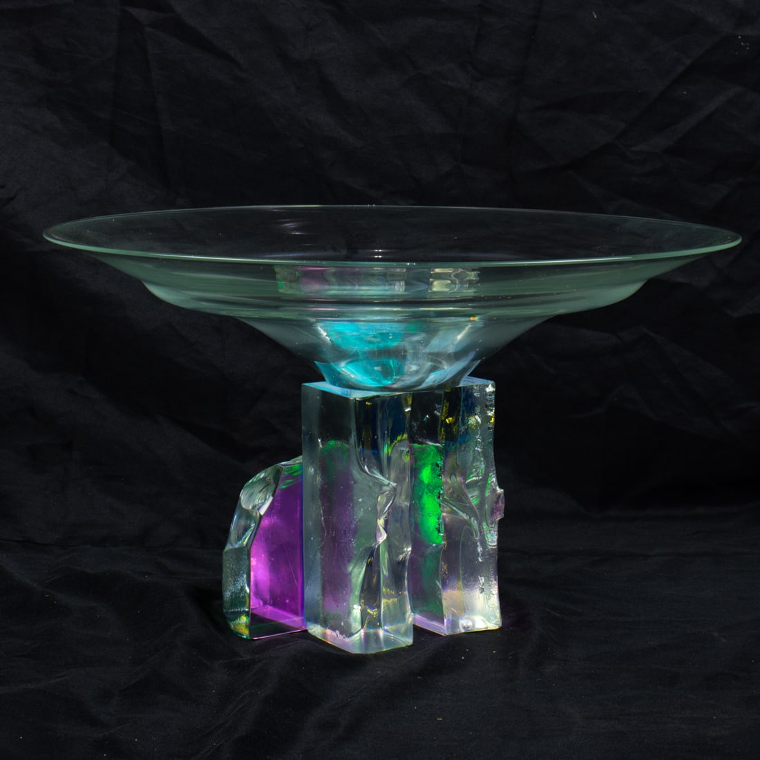 A Steven Maslach optical glass Dichroic bowl: A Steven Maslach optical glass Dichroic bowl, from the Fractured Series #8753, 1987, 9.75"h x 15.75"dia