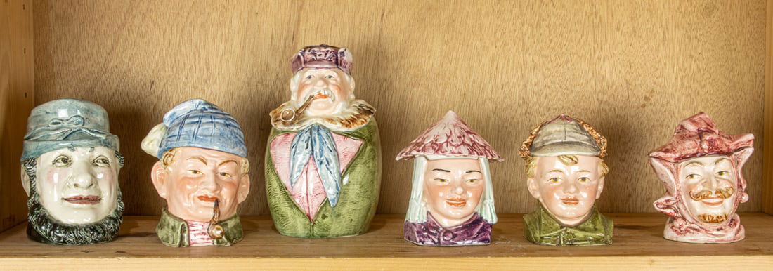 Six Continental majolica figural humidors (1 of 1)