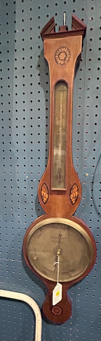 An English inlaid mahogany wheel barometer (1 of 1)