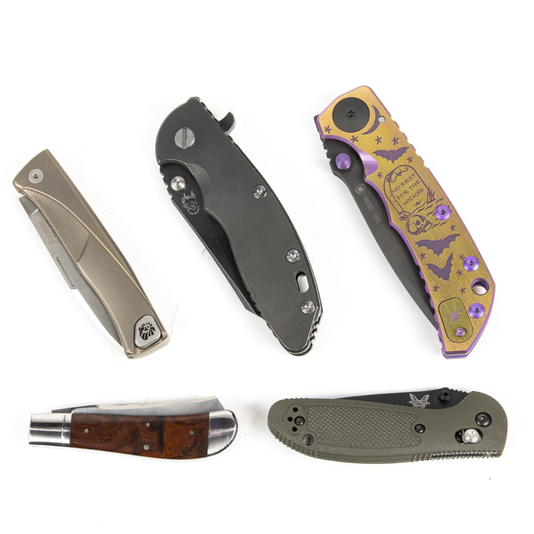 Five contemporary outdoor, utility and sporting knives in original boxes, including Benchmade Mini (1 of 1)