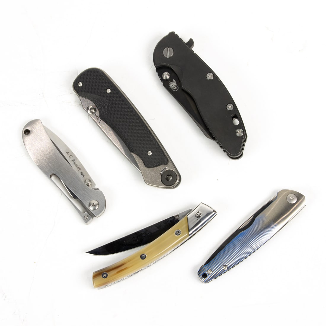 Five contemporary outdoor, utility and sporting knives in original boxes, including Hinderer XM18 3 (1 of 1)