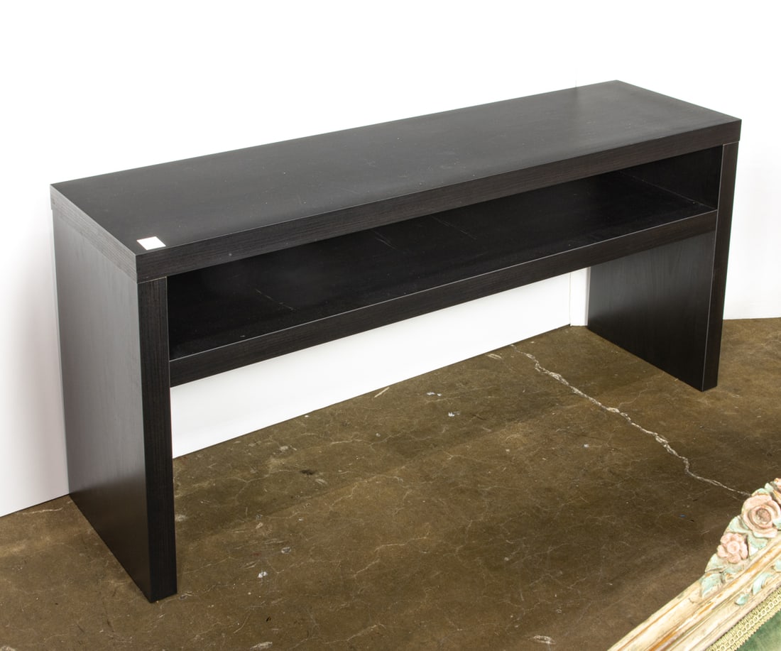A Contemporary two-tiered charcoal gray console table (1 of 1)