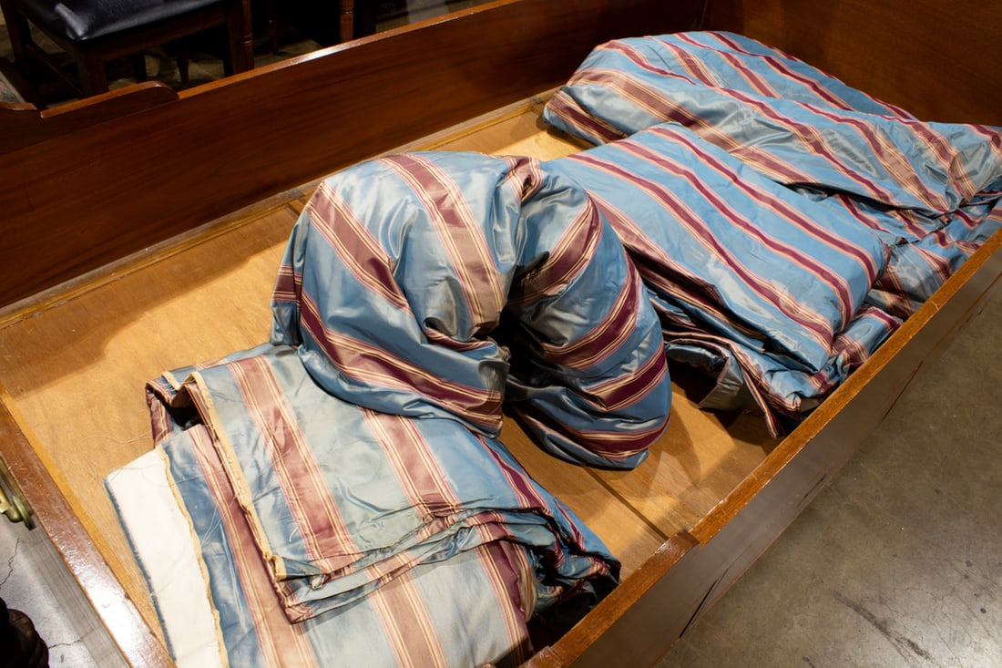 A group of four French silk striped curtains (1 of 1)