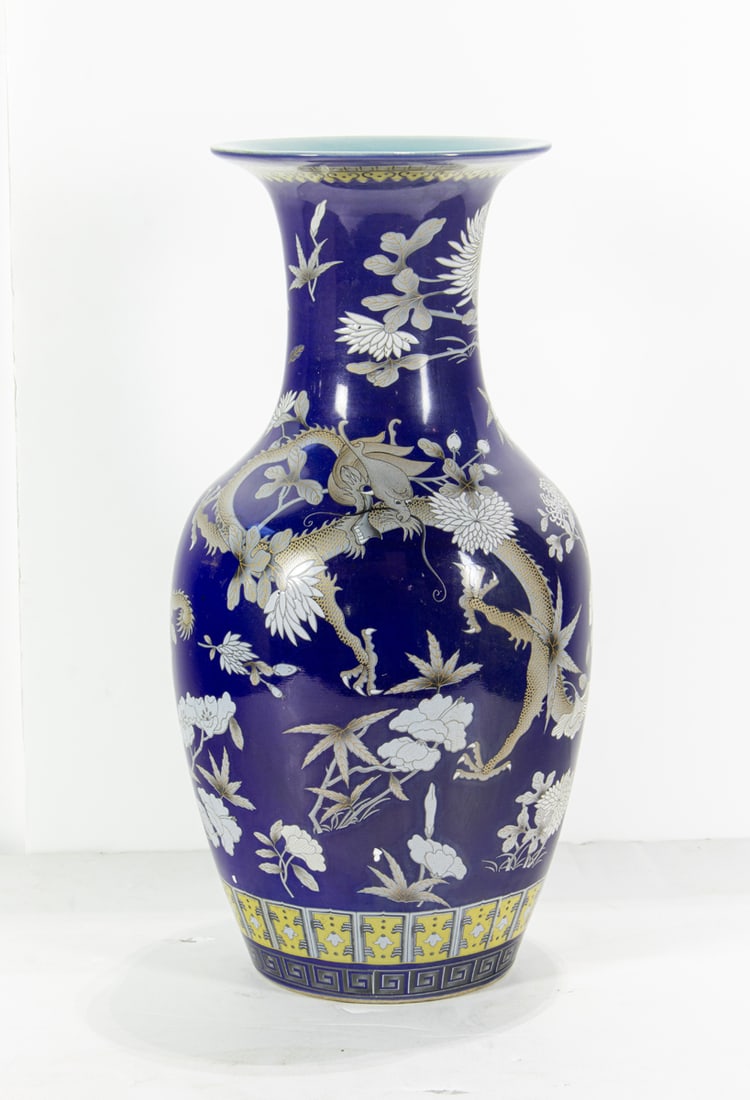 A Chinese blue ground 'dragon' vase (1 of 4)