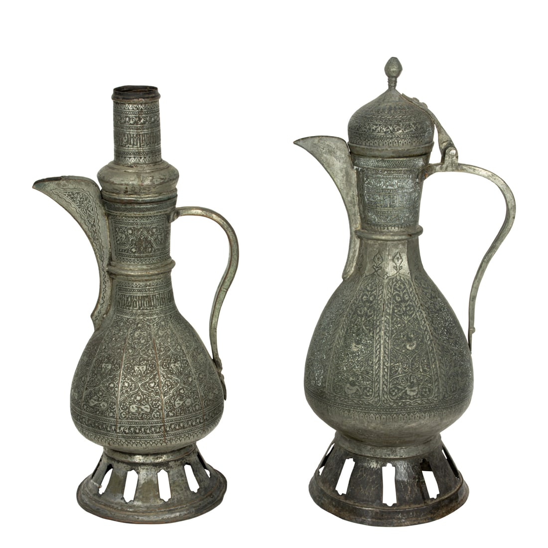 A tall Islamic repousse metal samovar and ewer, greatest 25"h [2 total] (1 of 4)