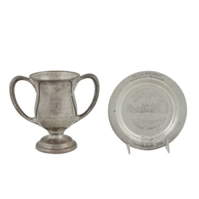 Two vintage 'Golf' sterling tophies: a Black Starr & Frost urn and International plate