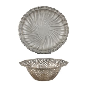 Two American sterling dishes: a Gorham tray and a Deco Meriden Britannia bowl