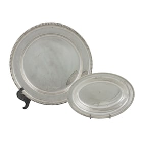A Gorham sterling dishform tray and a Fisher sterling bread tray