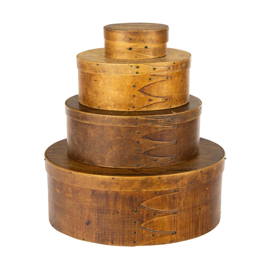 A suite of four Shaker style oval bentwood nesting boxes (1 of 7)