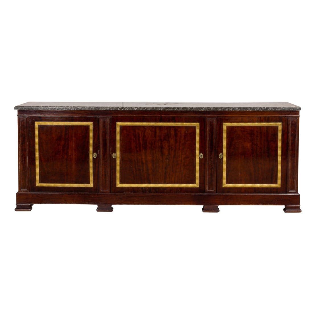A Neoclassical style parcel gilt mahogany sideboard with marble top (1 of 5)
