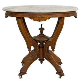 A Victorian marble top parlor table circa 1860