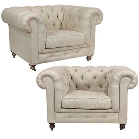 A pair of Restoration Hardware Kensington armchairs