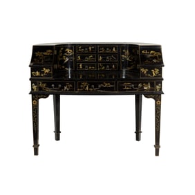 A Georgian style japanned Carlton desk and chair