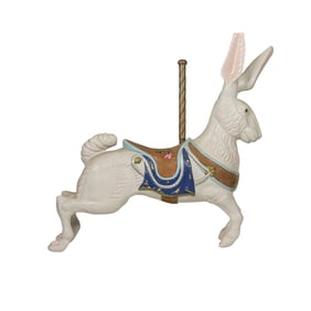An antique French carousel figure of a rabbit