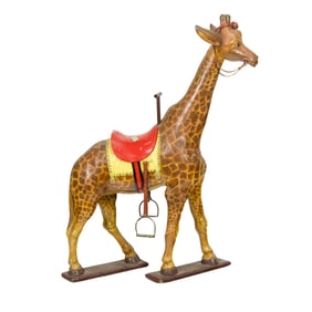 A French carousel figure of giraffe fitted with stirrups