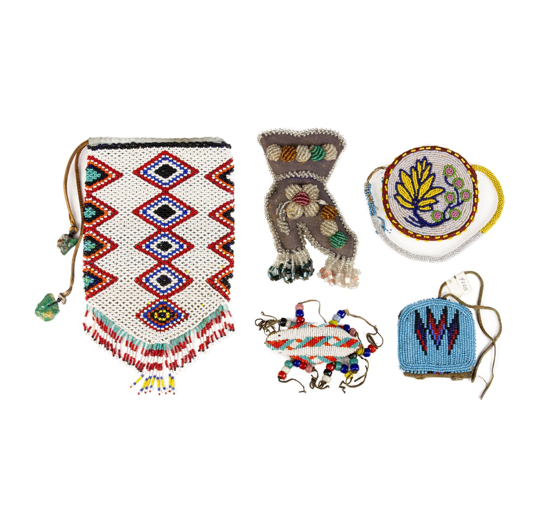 Native American beadwork lot: Iroquois whimsey; Yakima purse; a Plains coin purse and a beaded (1 of 3)