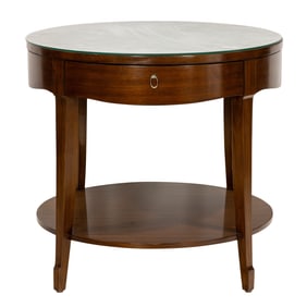 A Contemporary Barbara Barry for Baker walnut drum form table