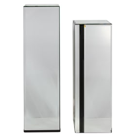 A graduated pair of Modern mirrored pedestals