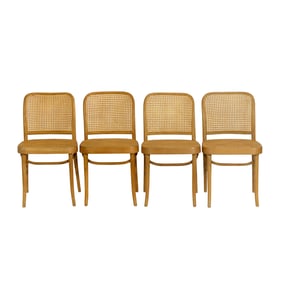 A set of six Josef Hoffman caned and bentwood chairs
