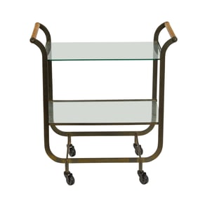 A Carl Aubock brass and glass bar cart