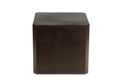 A Modern patinated metal cube side table