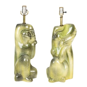 A pair of Modernist ceramic figural table lamps, attributed to Yasha Heifetz, mid-20th century