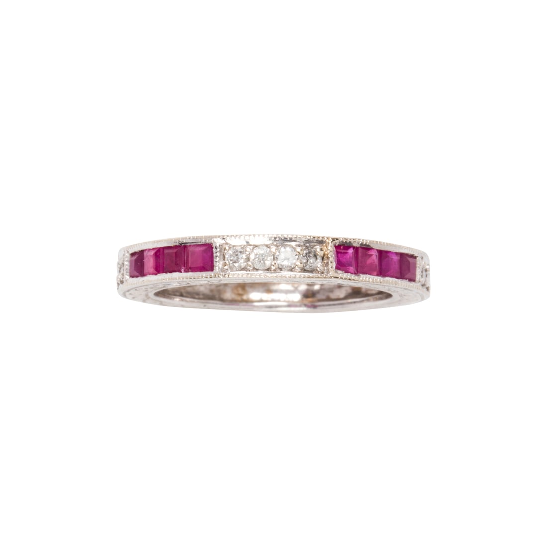 A diamond, ruby and 14k white gold band (1 of 2)