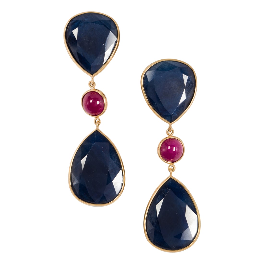 A pair of sapphire and ruby 18k gold earrings (1 of 1)