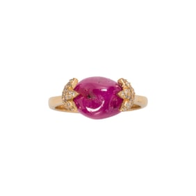 A ruby and diamond 18k gold ring