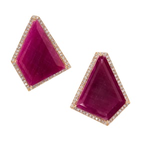 A pair of 18k gold ruby earrings