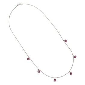 A pink sapphire and 14k white gold necklace