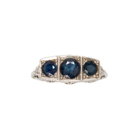 A sapphire and platinum ring
