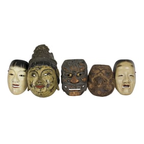 (lot of 5) Japanese noh masks