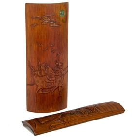 (lot of 2) Chinese bamboo wrist rests