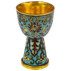 A Chinese cloisonne enamel wine cup