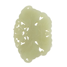 A Chinese white jade butterfly pendant