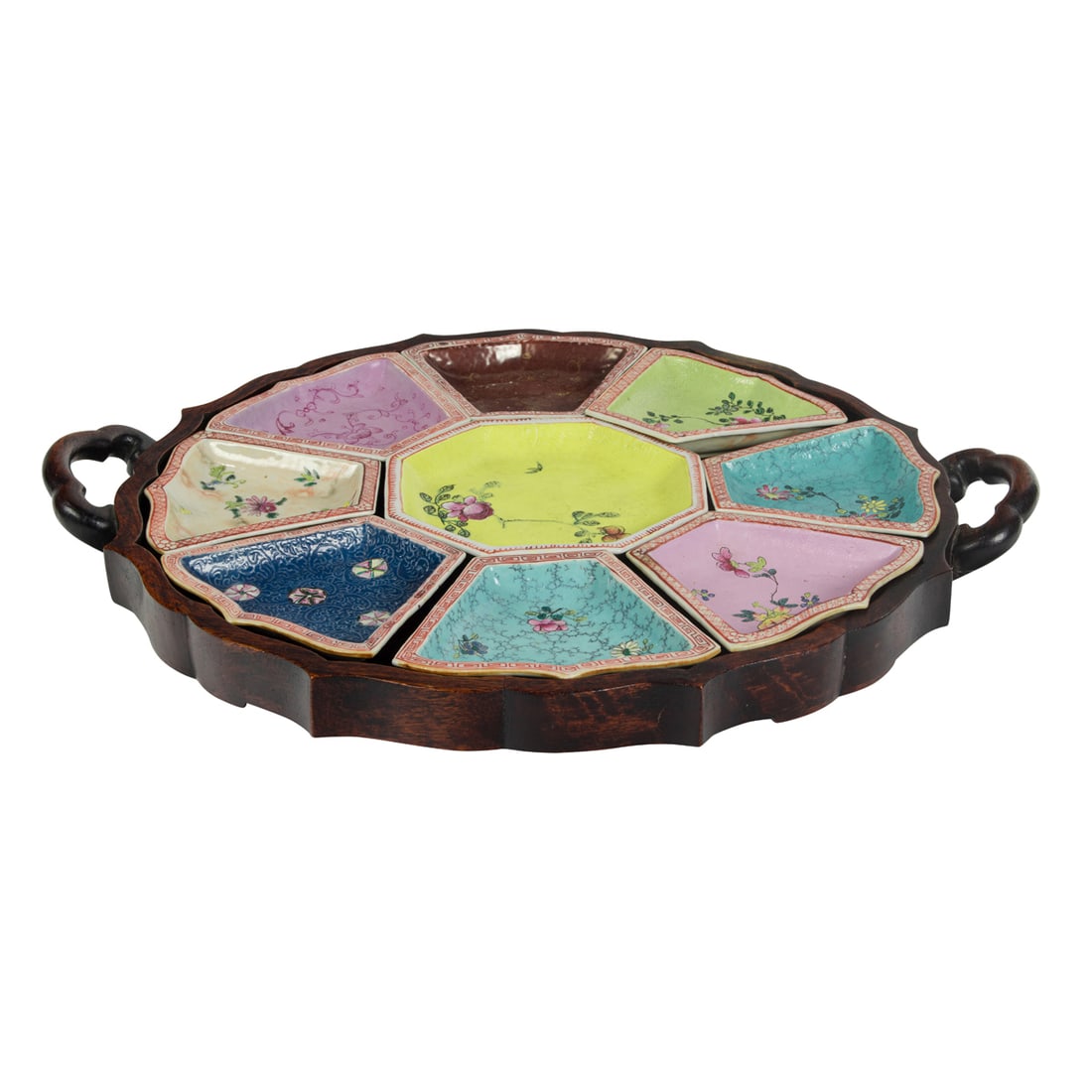 A set of Chinese sweet meat dishes with wood tray (1 of 3)