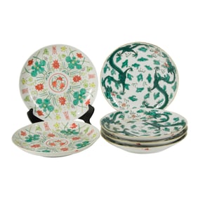 (lot of 6) Chinese famille verte plates