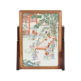 (lot of 2) Chinese famille rose table screens