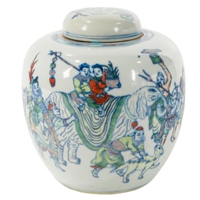 A Chinese doucai lidded jar