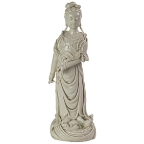 A Chinese Dehua porcelain figure of Guanyin
