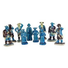 (lot of 10) Chinese turquoise glazed figures