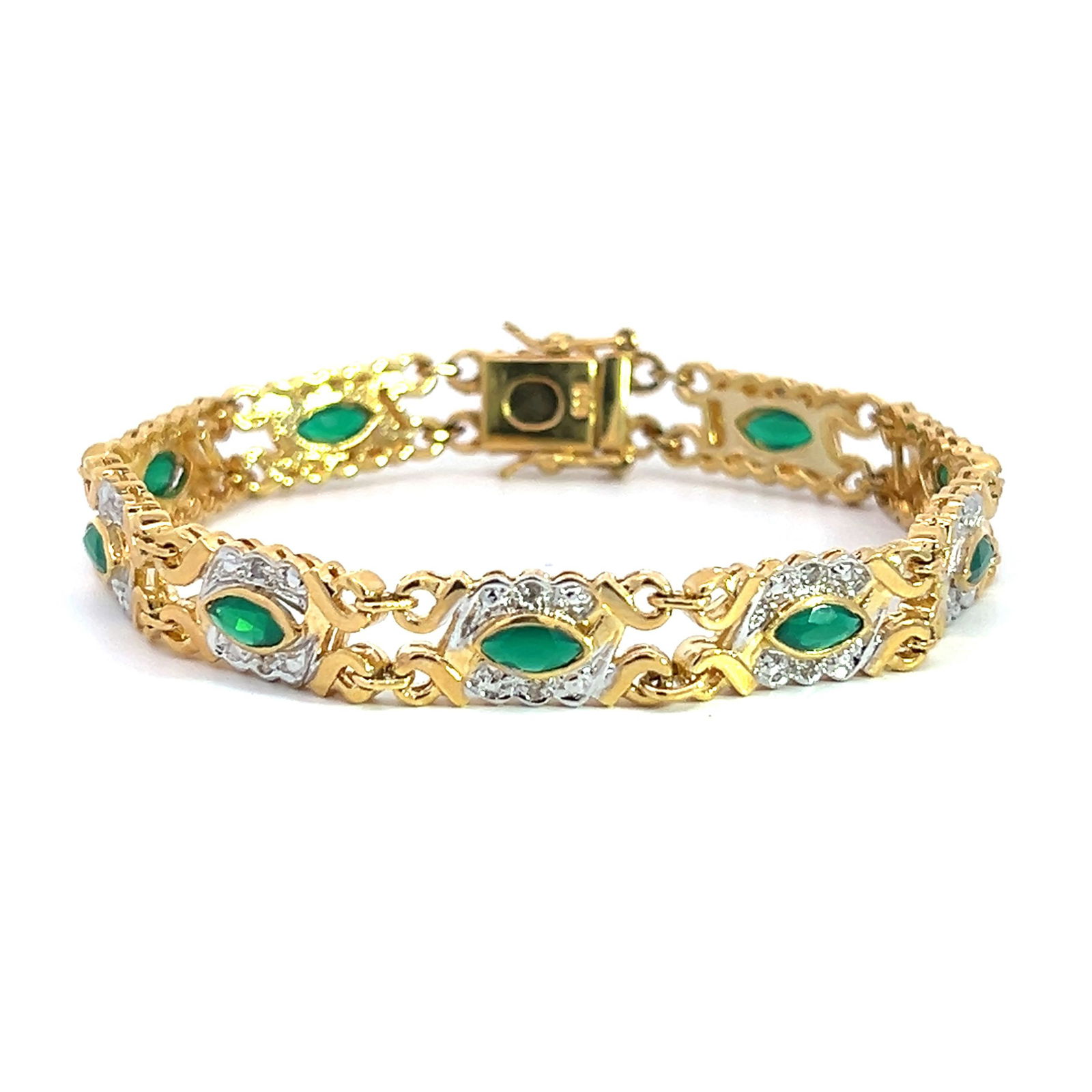 Green Agate, Diamond and 18k Gold Bracelet (1 of 6)